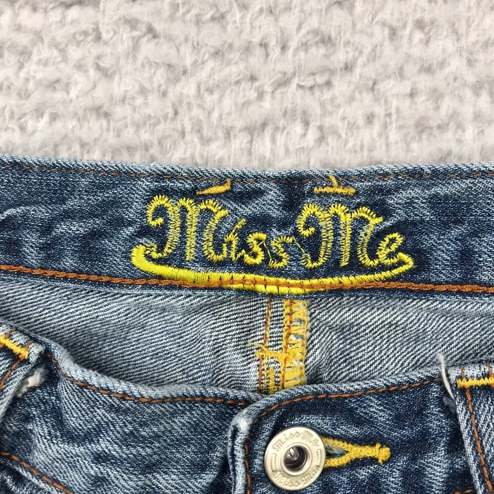 Miss Me Jeans Womens 29 (31x25) Distressed Patchwork Cropped Retro Hippie Denim - Picture 5 of 14